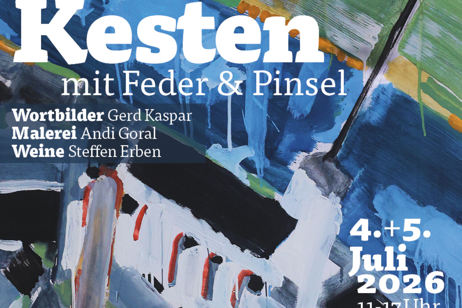 Kesten mit Feder und Pinsel im Rahmen von Kunst am Fluss