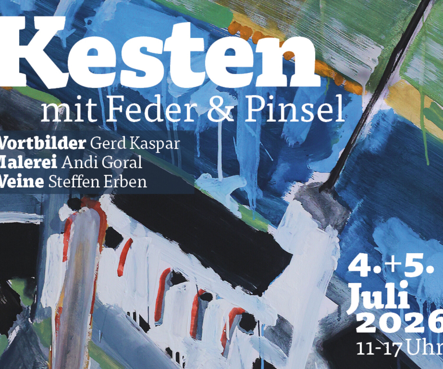 Kesten mit Feder und Pinsel im Rahmen von Kunst am Fluss